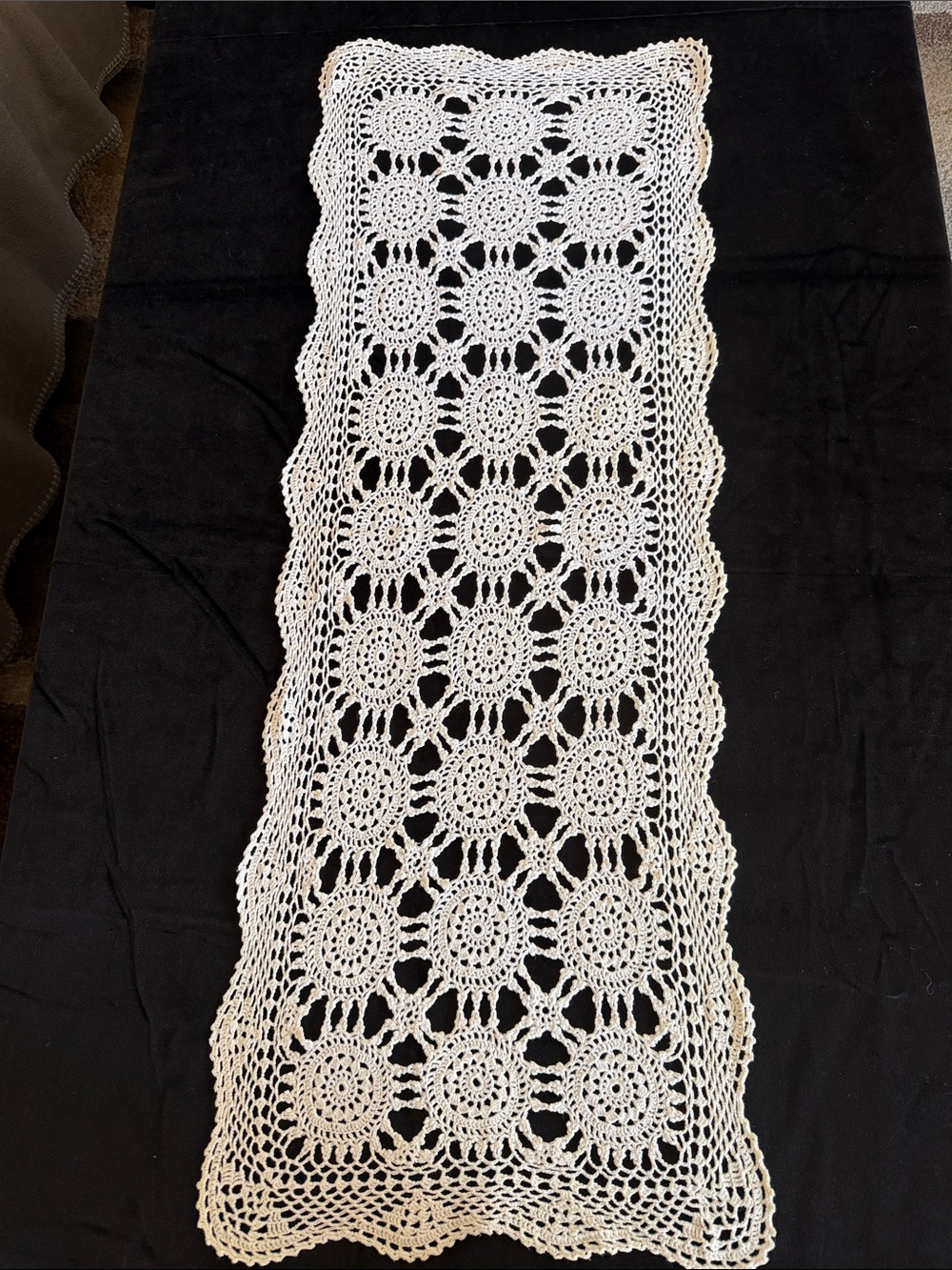 Handmade White Crochet Table Runner - Classic Home Accents